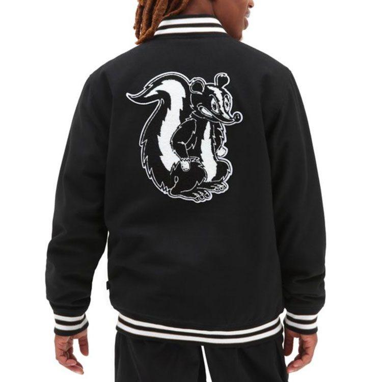 Vans CHECKERBOARD RESEARCH VARSITY Jackets Men's Black Baseball Collar Moderate Other VN0A7S92BLK