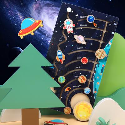 Wooden Solar System Cognitive Game Colorful Sun Earth Space 9 Planets Science Toys For Children Training Educational Toys Gifts