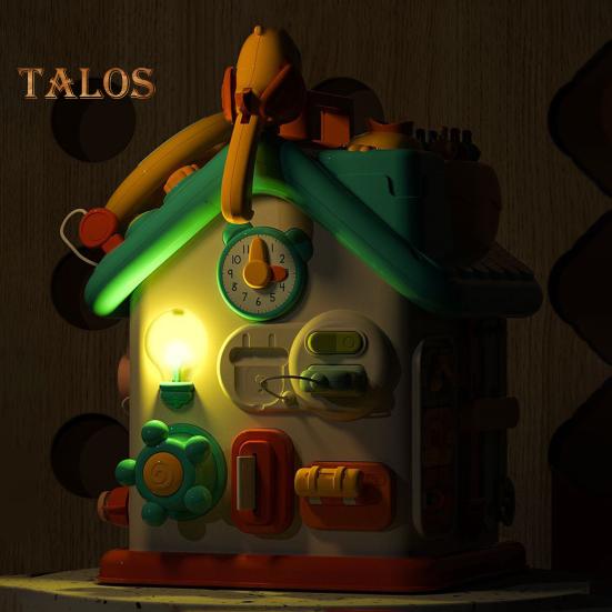 Sechsseitiges Beschäftigungshaus für Kleinkinder mit LED-Licht, Feinmotorik, multifunktionaler sensorischer Aktivitätswürfel für Kinder, pädagogisches Vorschullern-Beschäftigungshaus