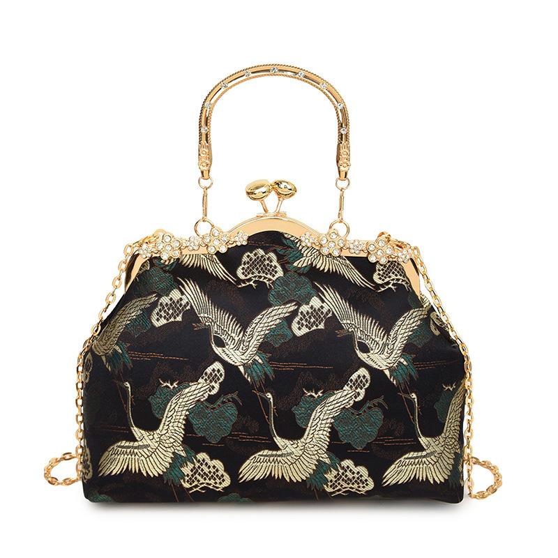 Neu Chinesischen stil shell tasche 2024 neue handtasche retro kran schulter tasche mit diamant kette