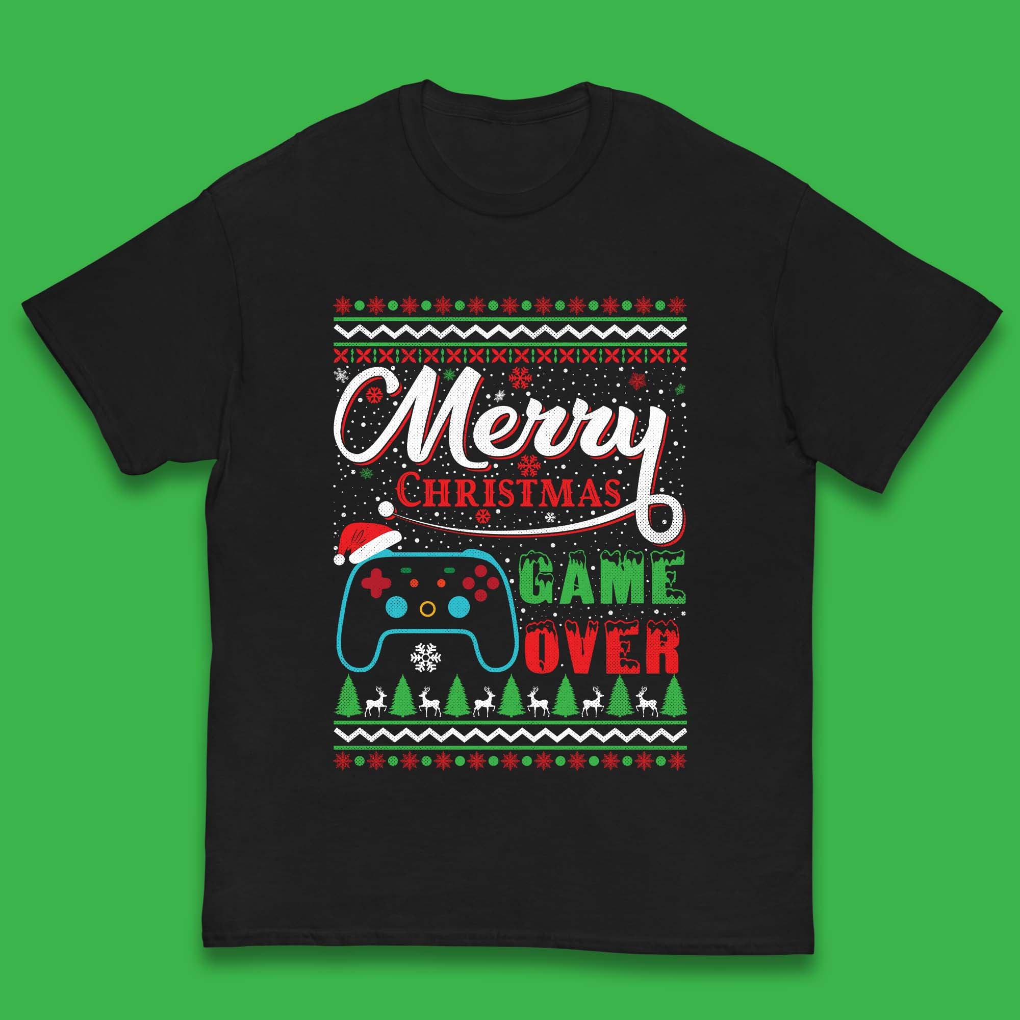 

Merry Christmas Game Over Kids T-Shirt 110