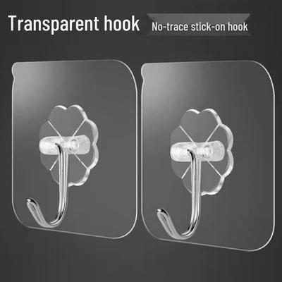 Traceless Strong Adhesive Transparent Wall Hook for Kitchen & Door.