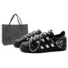 Originals Superstar 2 Zapatos de Skate de Cuero Caña Baja Unisex Negro Plata JI0079(Equipo1284-S)