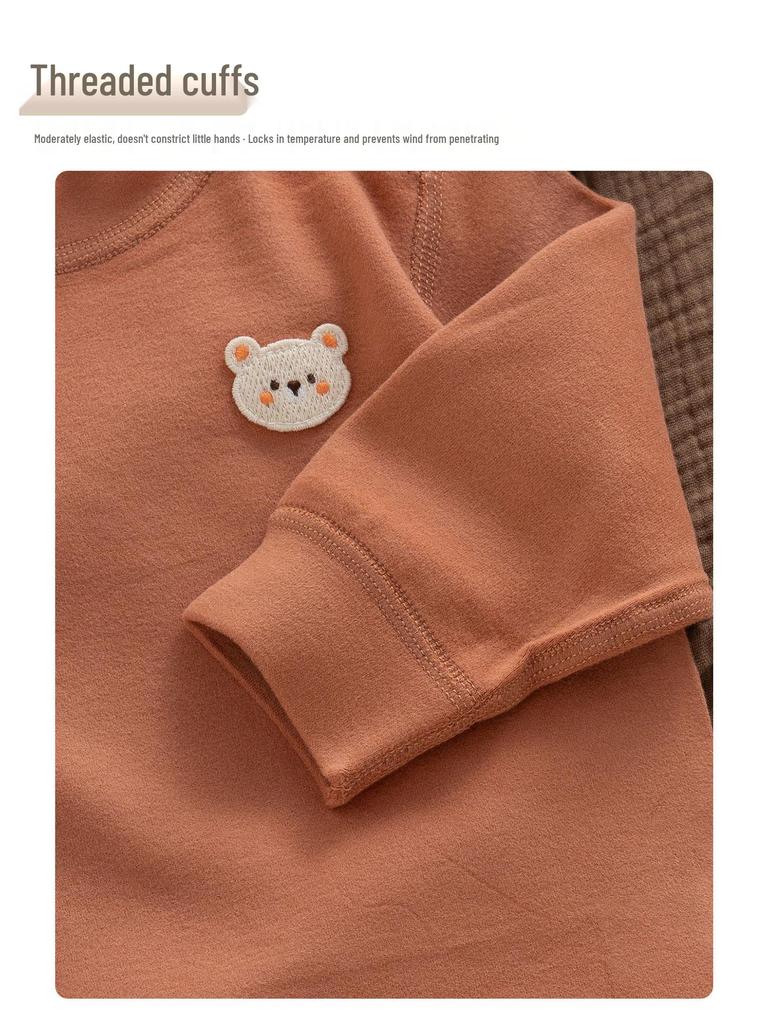 Baby Unisex Fleece Bodysuit: Autumn/Winter Thick Snap-Crotch, High-Collar, Long-Sleeve