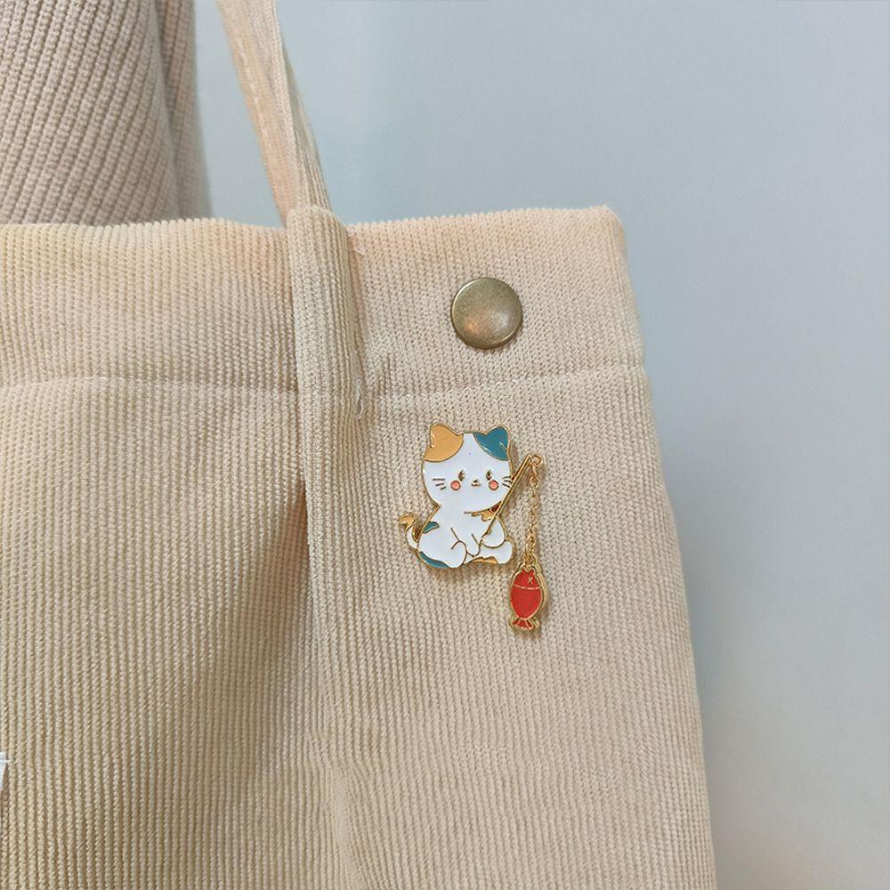 Jewelry Accessories Decoration Funny Cats Cat Brooch Badge Pin Enamel Brooch Cat Fishing Brooch