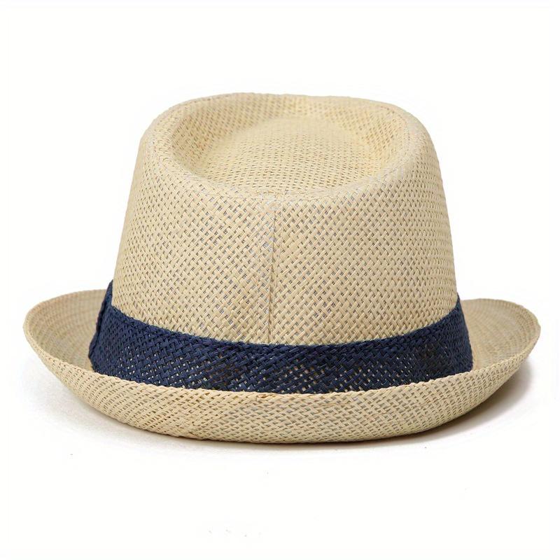 Men'S Breathable Woven Straw Fedora Hat with Rolled Brim - Vintage Style for Sun Protection, Beach, Outdoor Hat, Paper Straw Hat