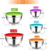 5 Piece Mixing Bowls, 4.6/3/1.5/1/0.7 QT, Stainless Steel Metal Nesting Salad Bowl with Lid Set