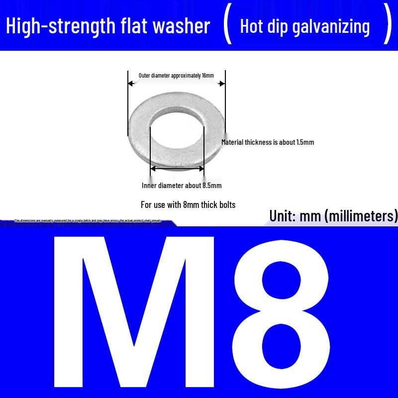 Thickened Hot-Dip Galvanized Washer & Nut Set with Spring Washers, M6-M42