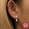 Stilvolle und schlichte S925 Sterlingsilber Geometrische eiförmige Wassertropfen Pferdeaugenkette, Mit Diamanten besetzte Ohrstecker, Ohrringe.