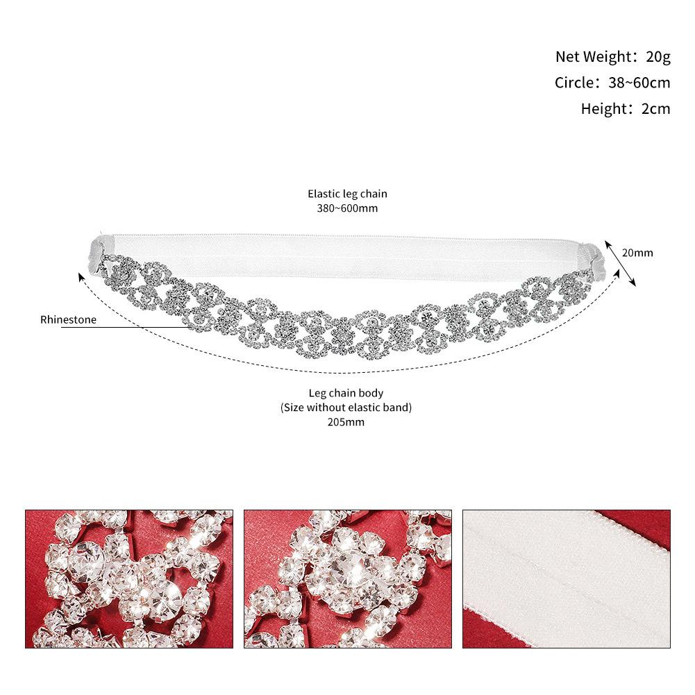 

Bridal Wedding Lace Rhinestone Leg Garter Fashionable Elastic Stocking Strap For Wedding Dress Elegant Hollow Out Design Accessory