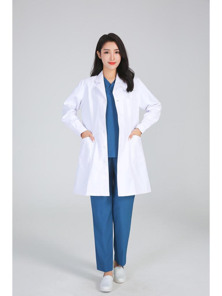 Men's Long/Short Sleeve White Lab Coat for Doctors and Dentists