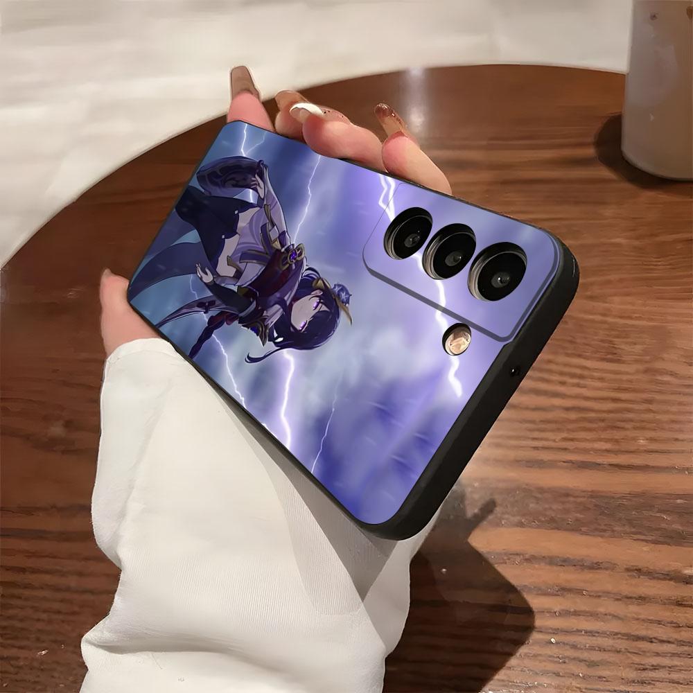 

Genshin Impact Raiden Shogun Phone Case For Samsung S26 S25 S24 FE S23 S22 S21 Plus S20 Ultra Note20Ultra Black Soft Shell Galaxy S23 FE