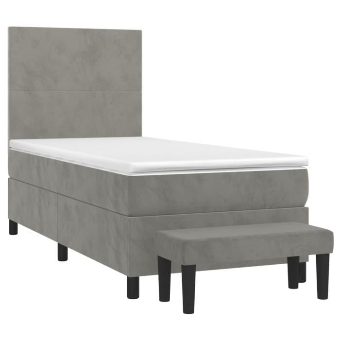 VidaXL Divan Bed and Mattress Light Grey 80x200 Cm Velvet - Model 3137689
