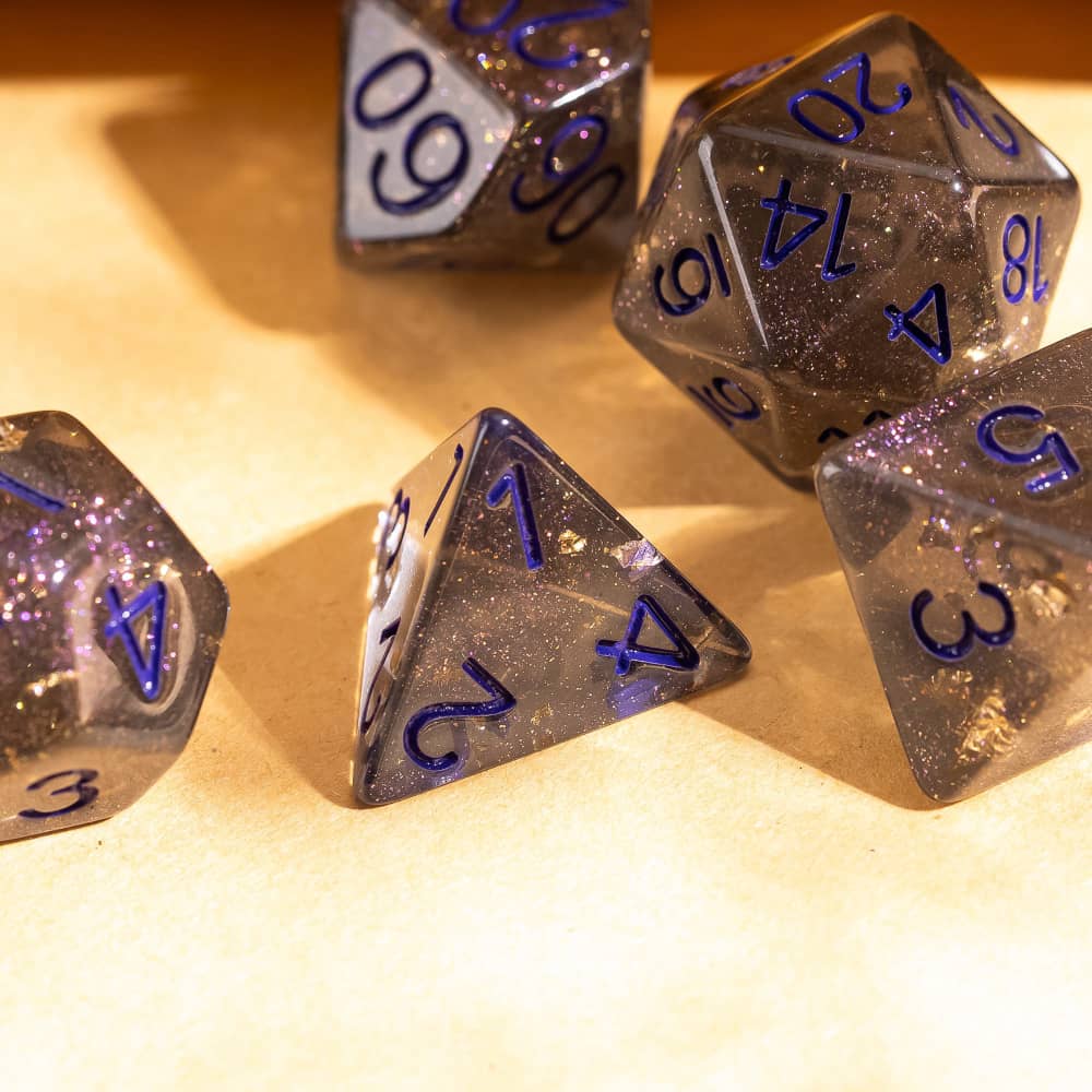 Cusdie Gold Foil DND Dice Set 7Pcs D&D Dice D4 D6 D8 D10 D% D12 D20 Polyhedral Game Dices for Role Playing Board Games