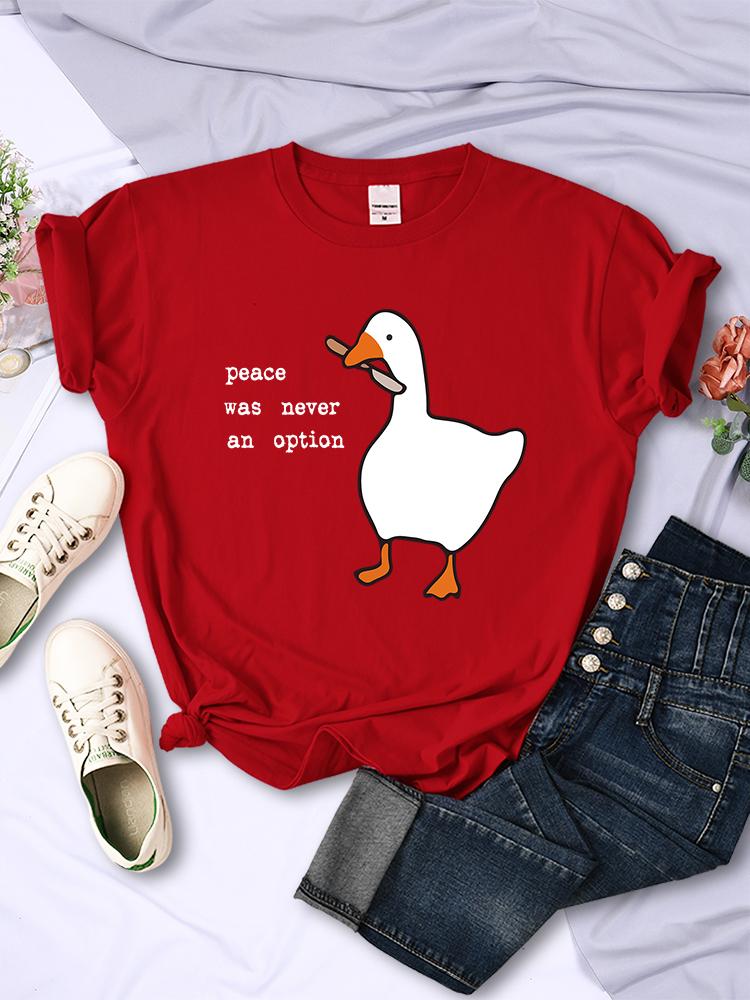 

Мир никогда не был вариантом. Женские топы с рисунком гуся. Креативные летние футболки. Модные новые футболки. Спортивная женская одежда. L