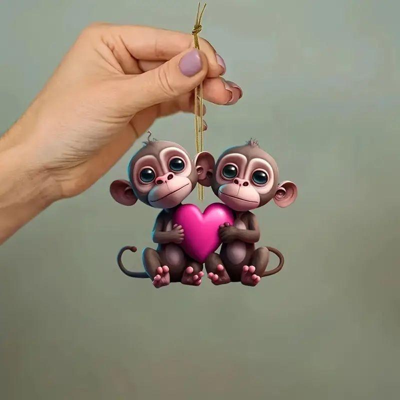 Acrylic Whimsical Pig Rearview Mirror Hanging Decoration Fun Car Interior Accessory