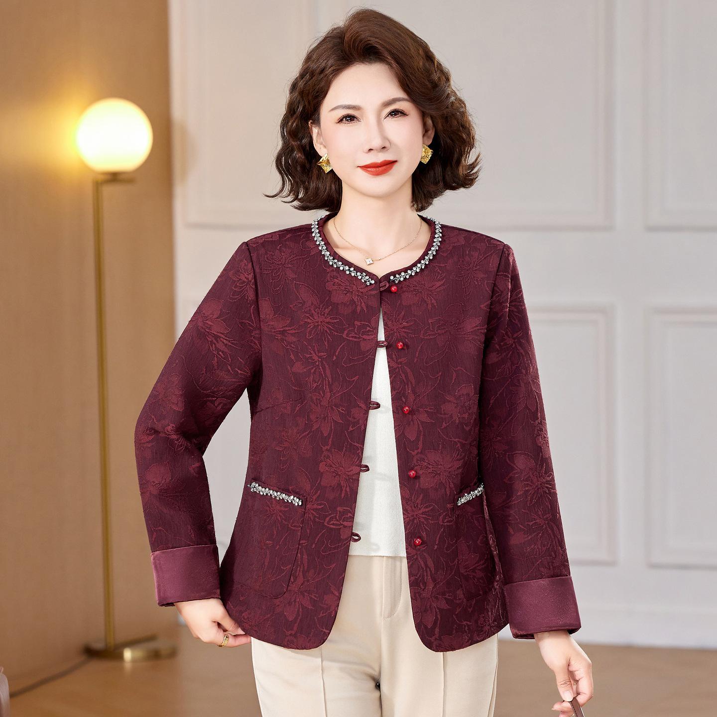 

Stylish Spring & Autumn Long Sleeve Cardigan for Middle-Aged Women (Ages 40-60) 4XL (for 140-155 jin)