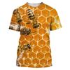 Camiseta masculina com estampa 3D, camiseta engraçada de verão com abelha, manga curta, camiseta masculina casual unissex, camiseta grande, harajuku, gola redonda