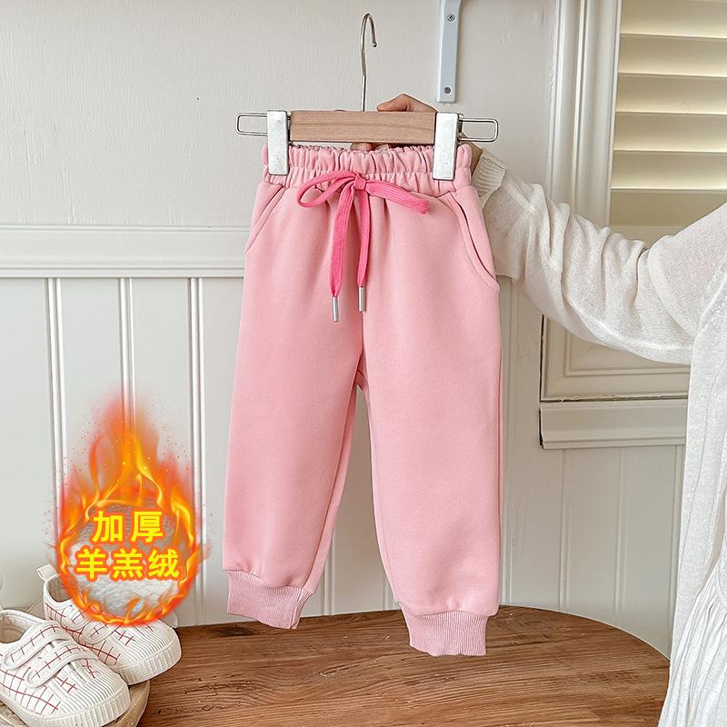 Kinder Herbst- und Winter-Sweathose, lockere und vielseitige lässige Sporthose für Jungen und Mädchen, Baby-Plüsch-Langhose