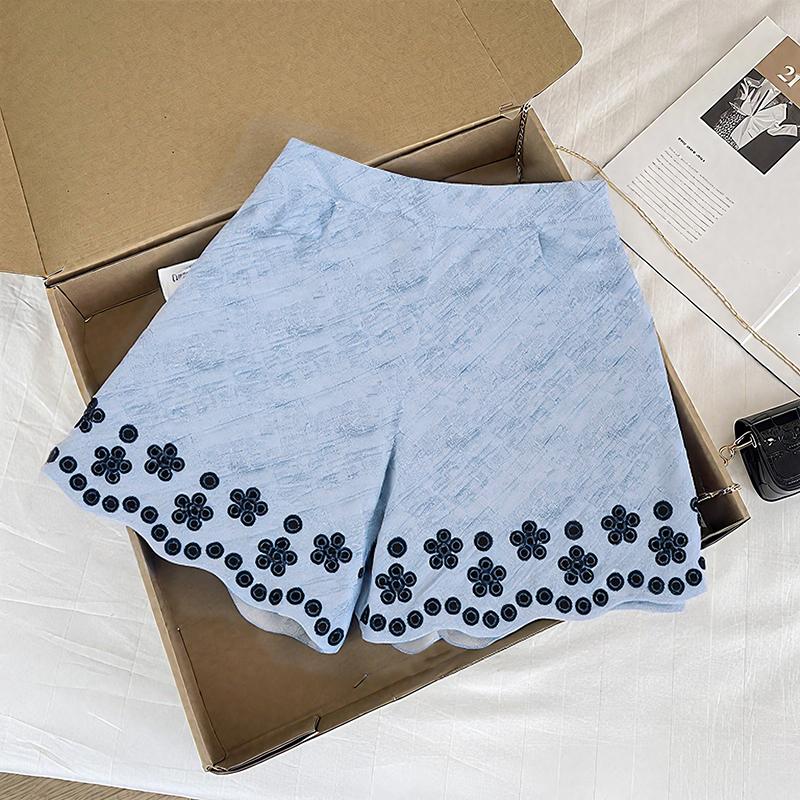 

ZANZEA Women Summer Casual Hollow Out Floral Loose Short Pants 4XL синій