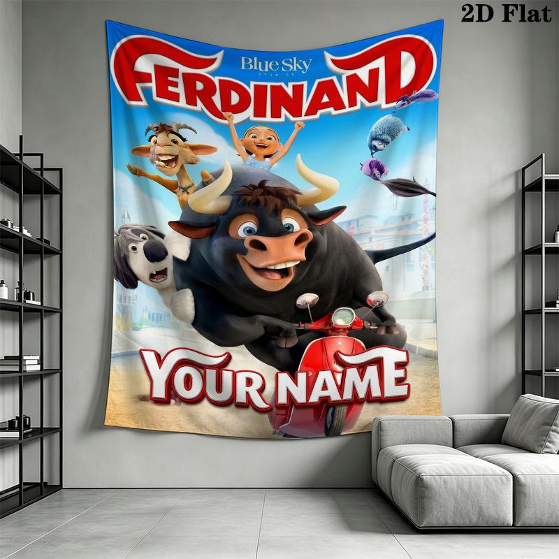 Custom Name Ferdinand Wall Tapestry Aesthetic Wall Hanging Printed Fabric Blanket Decorative Tapestries for Bedroom Living Room Home Decor