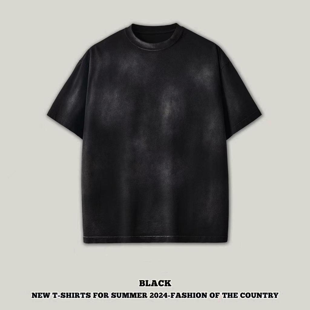 Streetwear Enfärgad Dopaminserien Unisex T-shirt Bomull Tvättad T-shirt Unisex Toppar Tees Sommar Kortärmad T-shirt