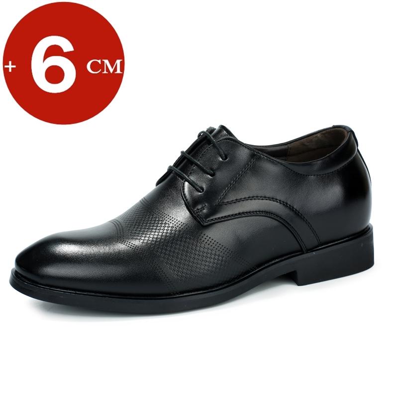 Casual Business Leather Shoes Men Elevator Formal Shoes Height Increase Insole 6CM British Office Black Leisure Oxfords