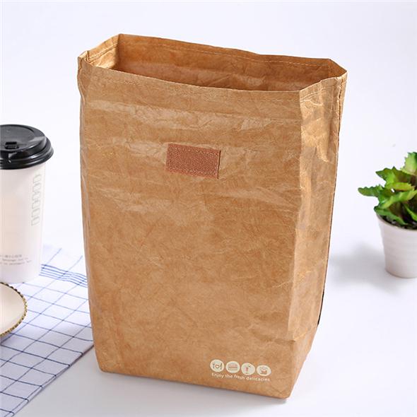Faltbare, wiederverwendbare Lebensmitteltasche, große Kapazität, Lunchtasche, wasserdichte Isolierung, Kraftpapiertüte