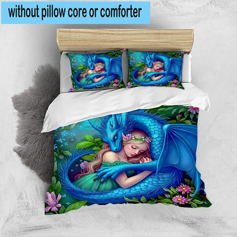 Dragon Queen's Majesty 3pcs Bedding,Including 1pc Duvet Cover And 2pcs Pillowcases Perfect for Christmas,Ideal for Bedroom, Dormitory