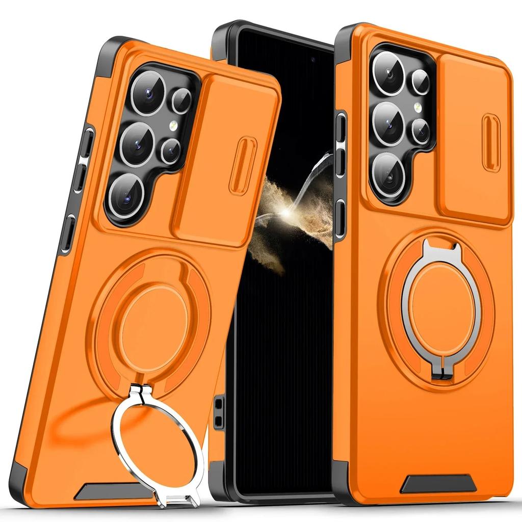 Magnetic Phone Case for Galaxy S25 Ultra S24 Ultra S23 Ultra A16 A35 A55 with Lens Protection - Black