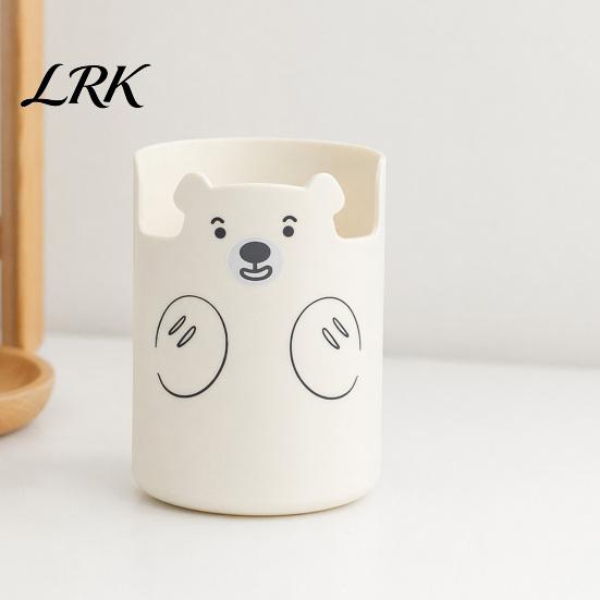 Cute Pen Organizer Bear 2-in-1 Holder & Phone Stand, Macaron Colors Desk Organizer, Large Surface Container Capacity Storage for Pens Makeup