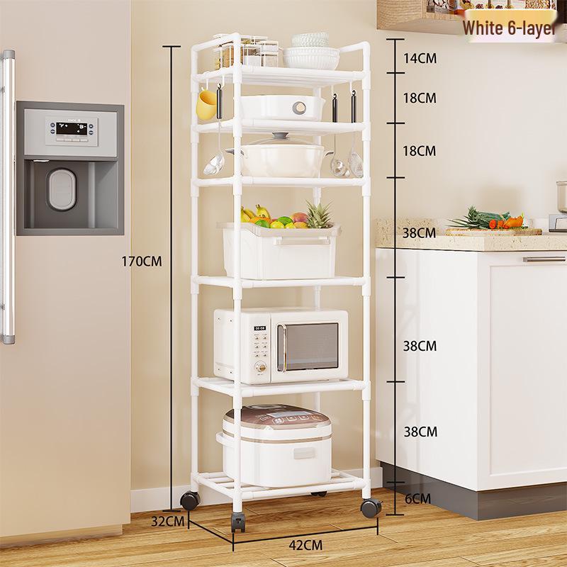 Multi-Layer Kitchen Storage Trolley: Punch-Free Rack for Pots and Microwave
