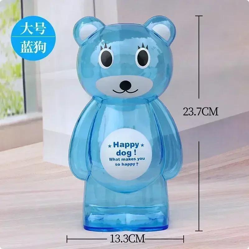 Creative Little Bear Piggy Bank Transparent Coin Paper Money Saving Box Cute Safe Deposit Box Kids Holiday Gift Desktop Decor