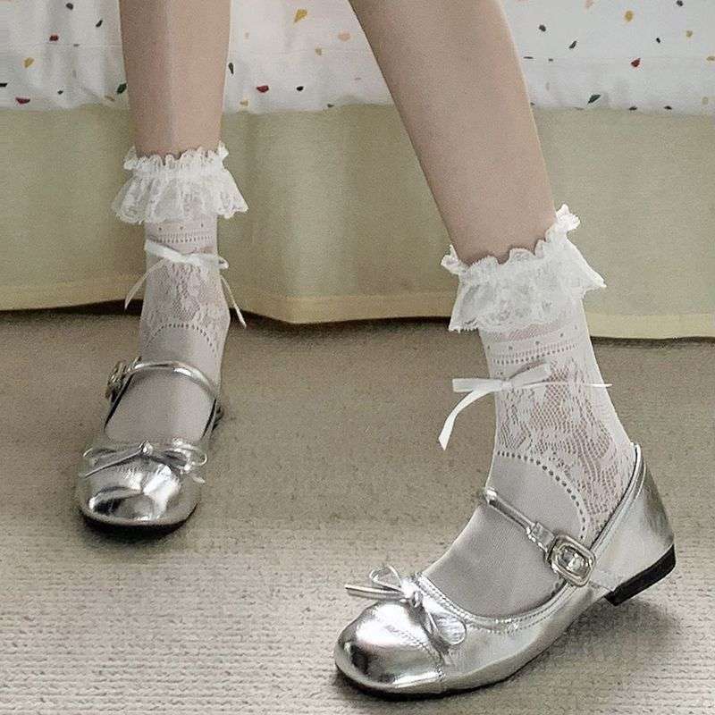 Stříbrné světlo ústa balerínky s plochou podrážkou jediné boty pro dámské 2025 nové letní sukně francouzská kulatá hlava boty Mary Jane