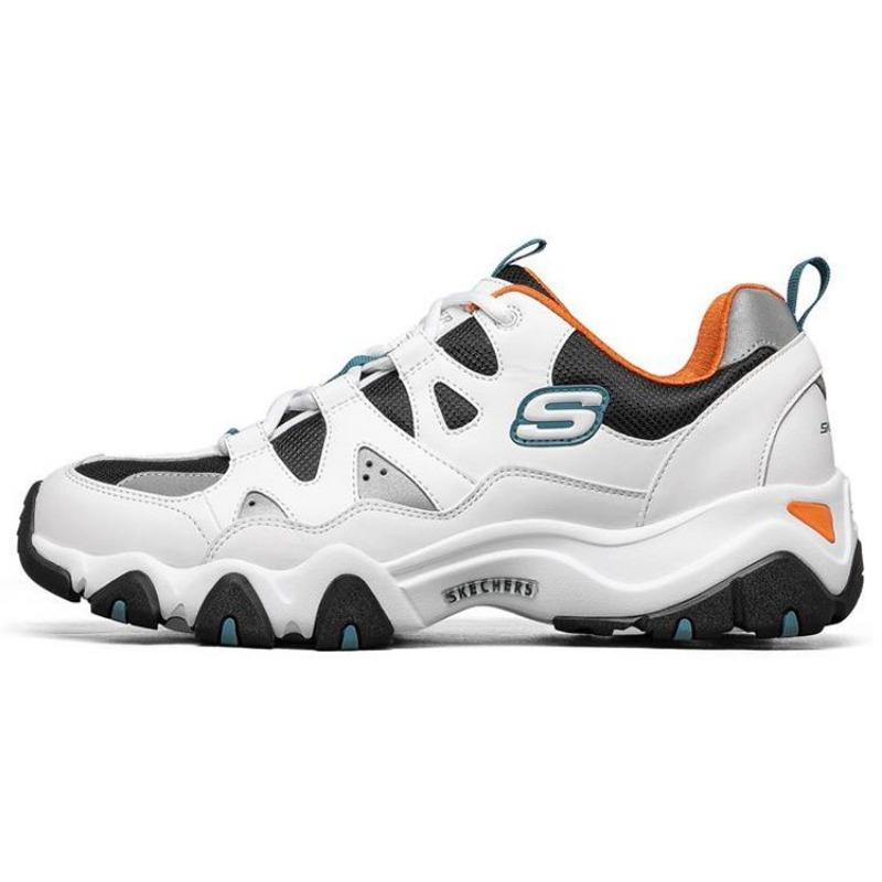 Skechers D LITES 2.0 Men Mesh Synthetic Leather Versatile Low Top Casual Shoes White Black Orange 666151-WBOR 41