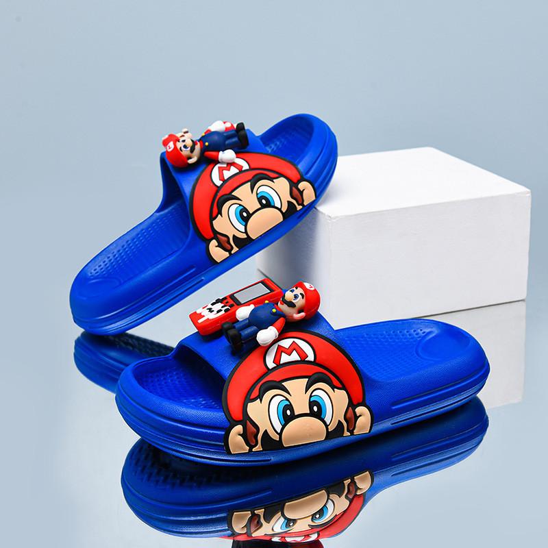 Comfortable Cartoon Mario Boys' Slippers Lightweight Soft Bottom Non-slip Design Perfect For Summer Wear