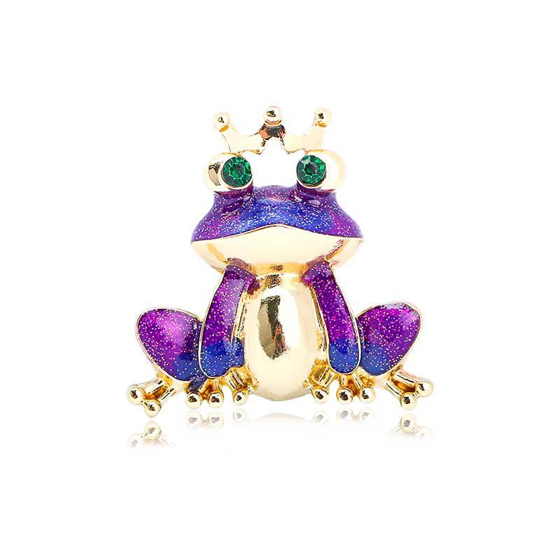 New Fashion Crown Frog Brooch Rhinestone Brooch Creative Versatile Oil Dripping Animal Corsage