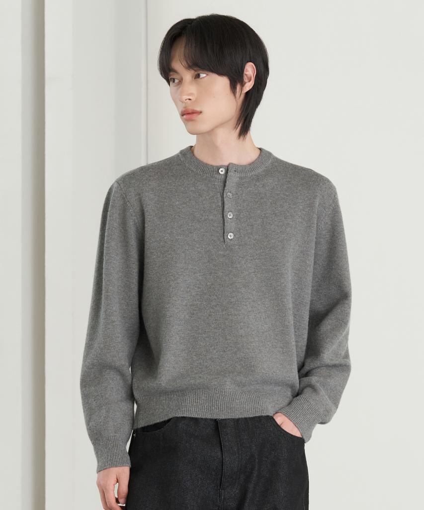 HYOJI 26 Fw Washable Soft Touch Henley Neck Crop Knit (5 Colors)