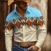 Autumn Winter New Men Clothes Ethnic Tribal Style 3D Digital Print Long Sleeve Shirt Tops Men Lapel Shirt