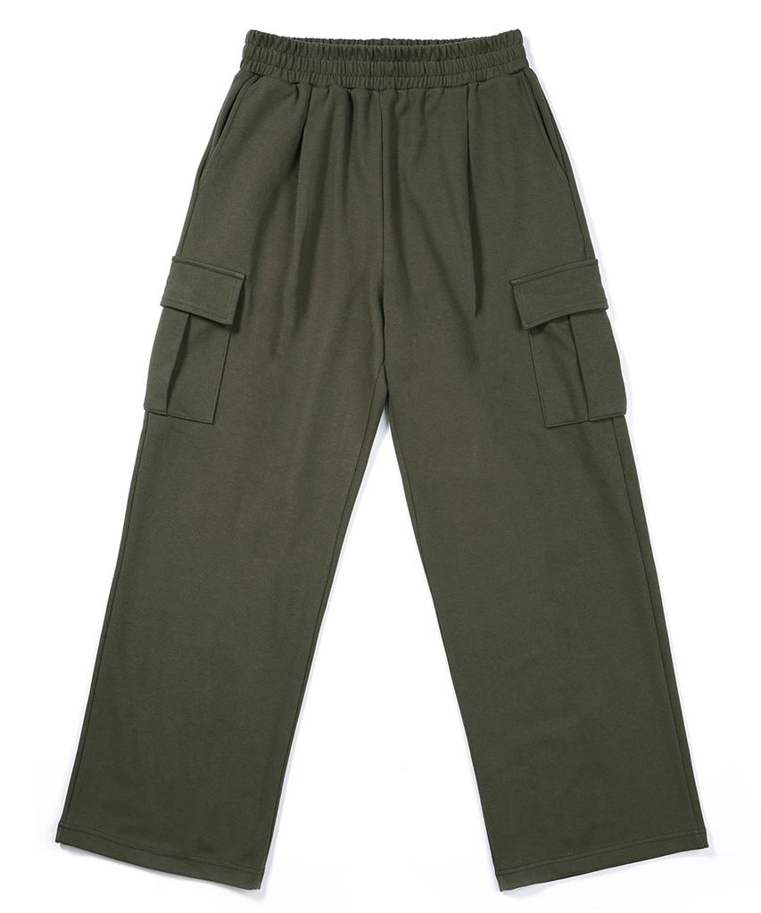 GAKKAI UNIONS [Select Summer, Brushed, Or All-Season Fabric] One-Pleat Wide Sweatshirt Cargo Pants Khaki