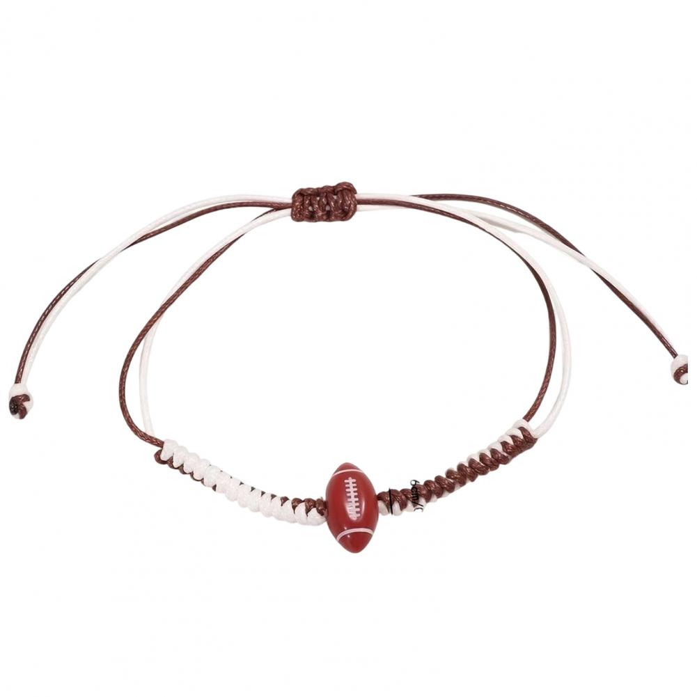Trendy Sports Enthusiast Accessory Sports Themed Braided Bracelet with Adjustable Cord Hand Woven Rope Wristband for Enthusiasts