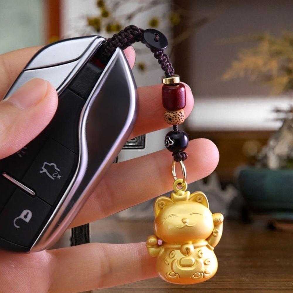 Cartoon Cat Keychain Zinc Zinc Zinc Alloy Cat Bag Pendant Cute Maneki Neko Key Chain  Male