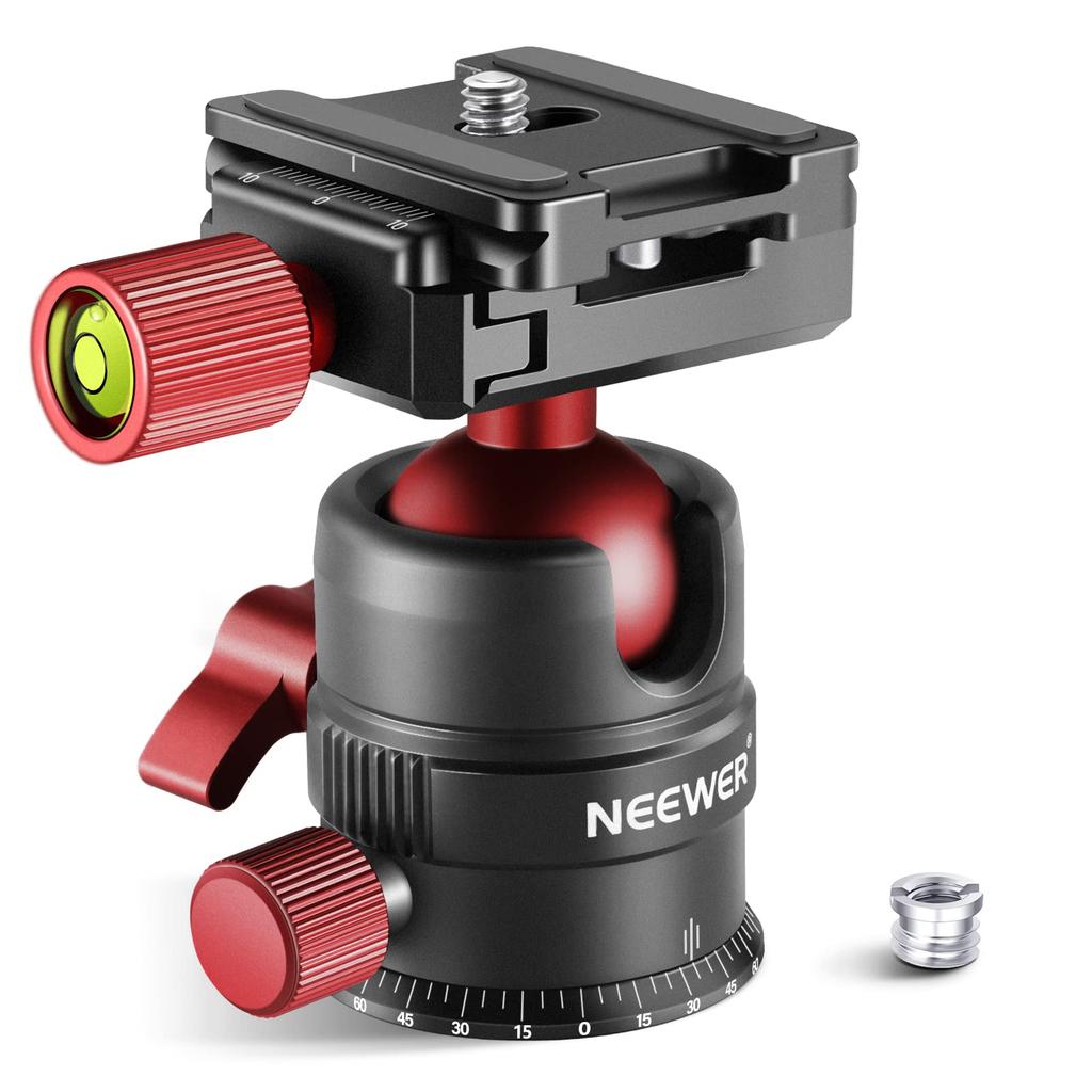 Neewer Tripod Ball Compact Ball Panoramic Ball Head with Quick Release Suitable for DSLR Maximum 5kg GM28 Head, Head, 360° Rotation, 1/4" Plate,