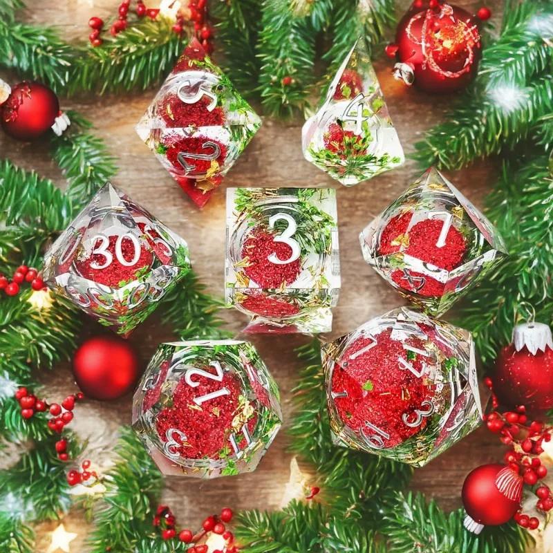Resin Quicksand Christmas Series DND Dice COC Running Polyhedron Tabletop Role Playing Game Resin