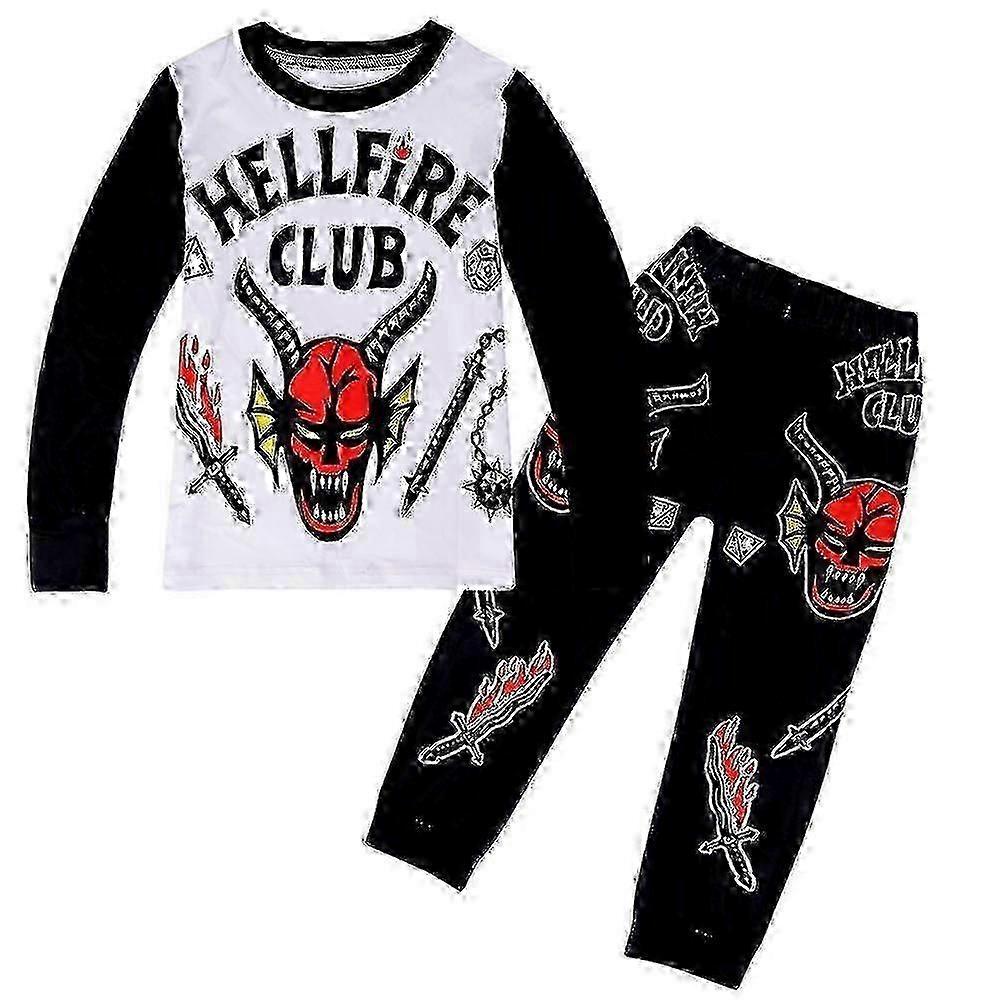 Stranger Things 4 Outfit Kinder Hellfire Club Langarm T-Shirt Oberteil Hose Lässiges Set Loungewear kqvn Neuankunft 11-12 Years