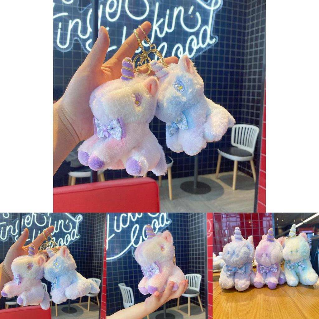 Unicorn Plush Keychain With Bow Decoration And Bright Colors For Kids And Collectors