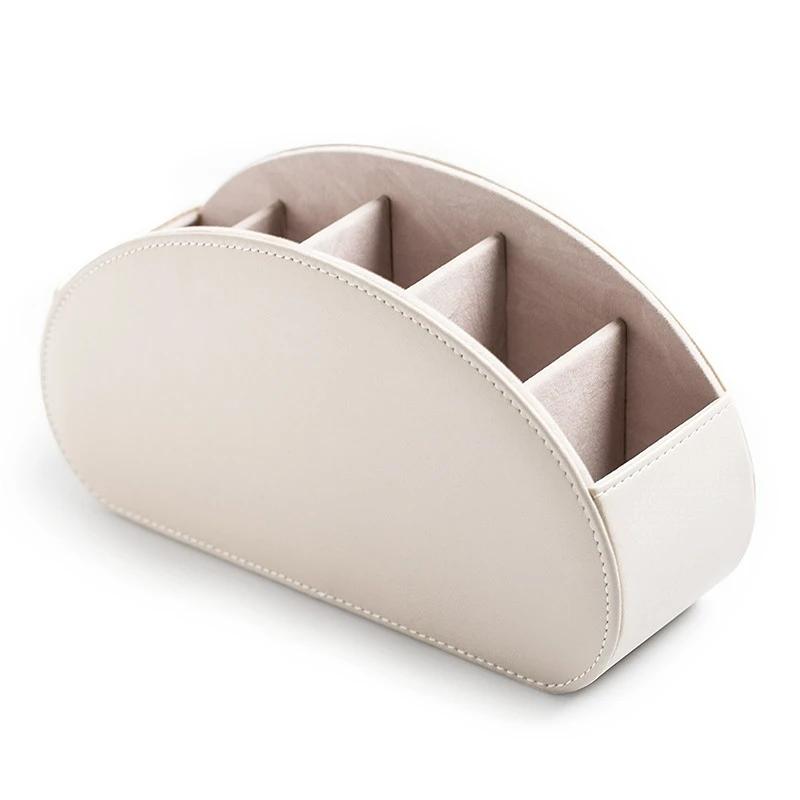 5 Grid Desktop Pu Leather Organizer Remote Control Phone And Tv Holder Desk Storage Box Cosmetics Brush Storage Holder Organizer
