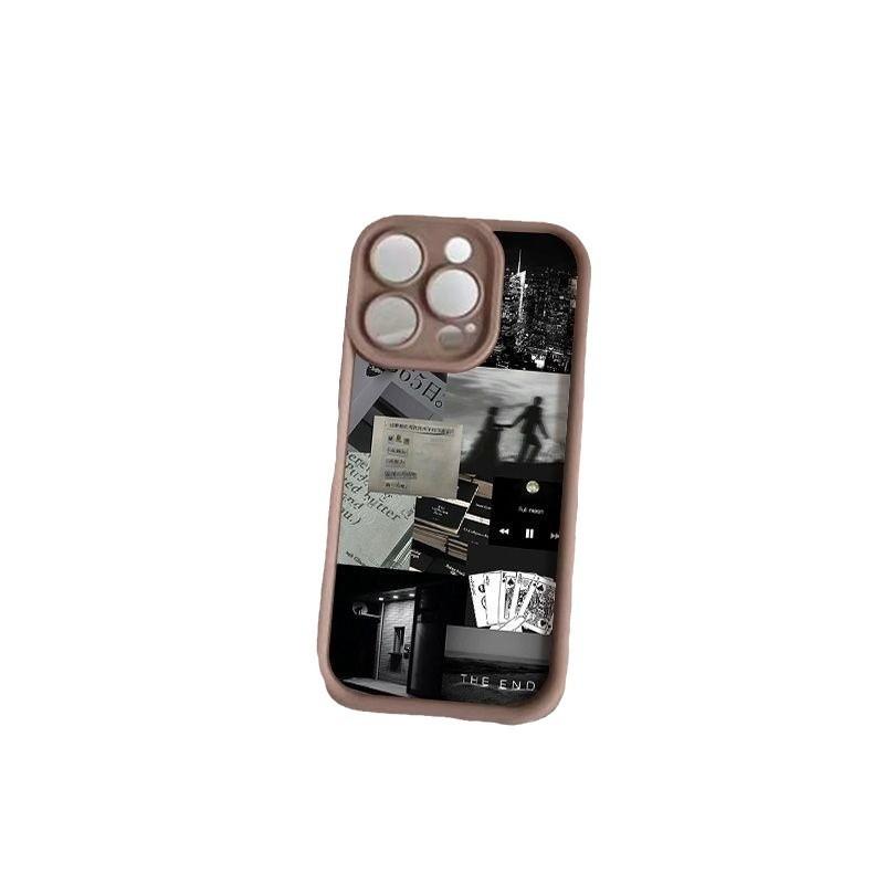 Black and White Life Fragments for iPhone17pormax Mobile Phone Case 14 Internet Celebrity 13/12 Japan and Korea 11 Soft Case 15