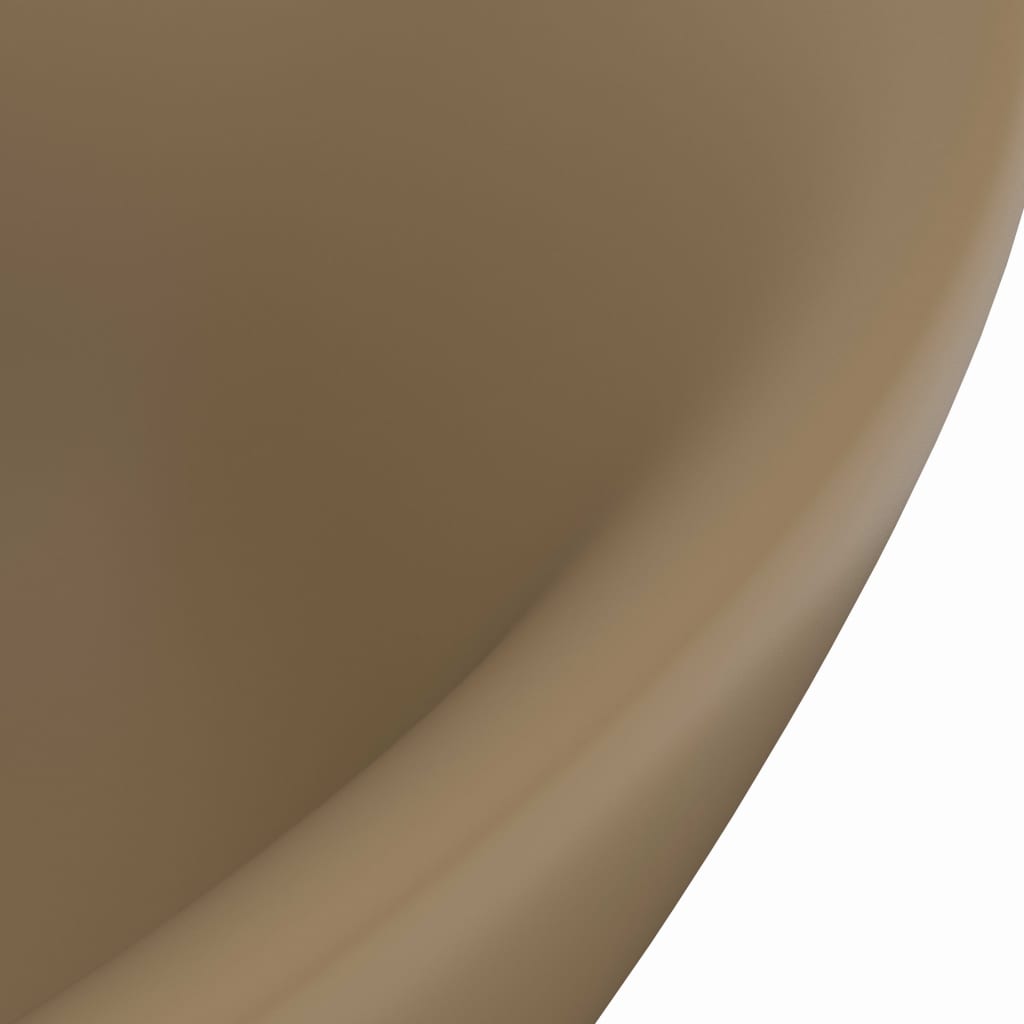 Luxury Wash Basin with Overflow Oval Matte Cream 58.5 X 39 Cm Ceramic