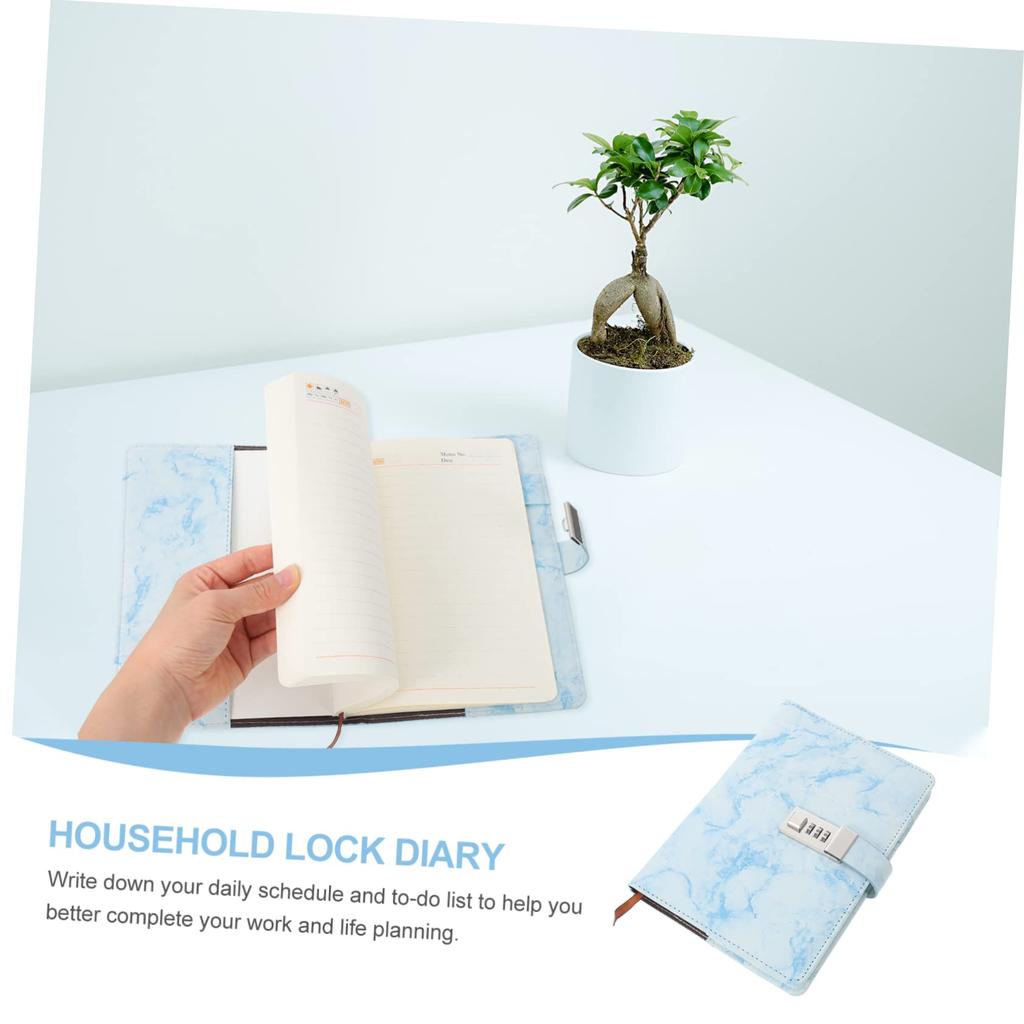 HONMEET Multifunctional Password Lock Diary with Lock, A5 Size, for Work and Study Planning, Easy-to-Write Paper, 15 x 22 cm, Portable